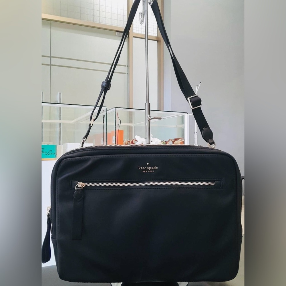 NWT KATE SPADE The Little Belt Laptop Sleeve With Strap Black Nylon WKR00577